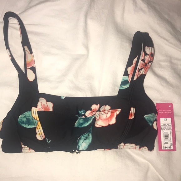 Target Black Floral Bikini Top Brand New - Picture 1 of 2